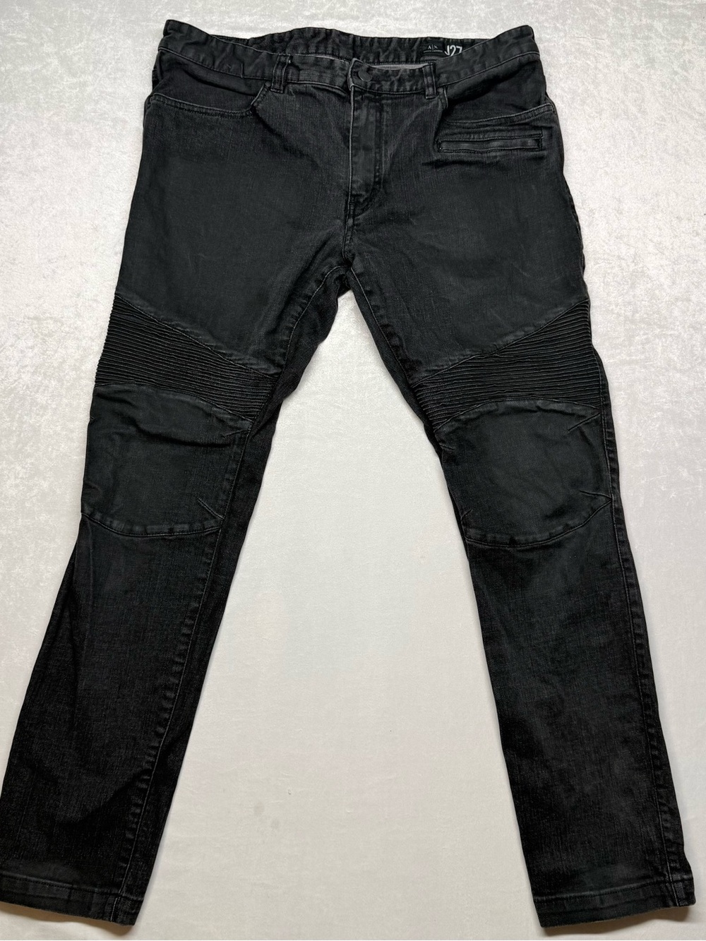 Armani Exchange Men's Black Rib-Knee Slim Jeans 38x30